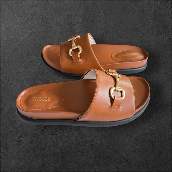 Sonoma Goods For Life® Tyrinn One Band Cognac Women's Sandals SZ/8 - Picture 5 of 9